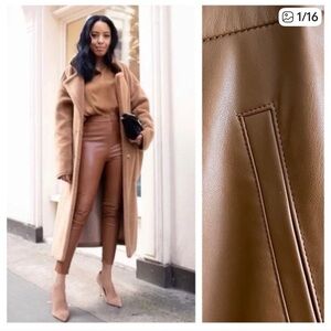 Zara Brown Faux Leather Zip Ankle Pants Medium